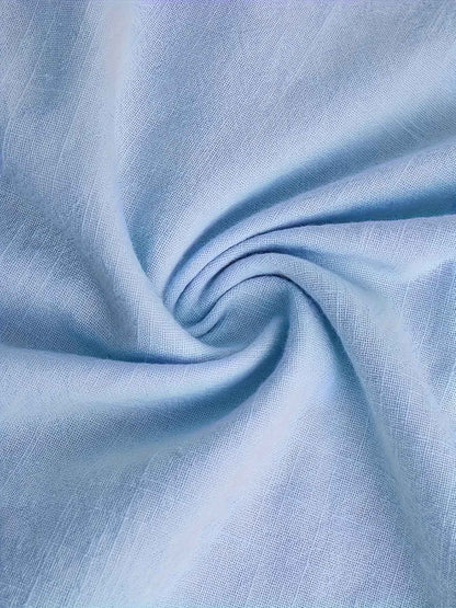 Men's Solid Color Stand Collar Shirt - Long Sleeve Casual Button-Up