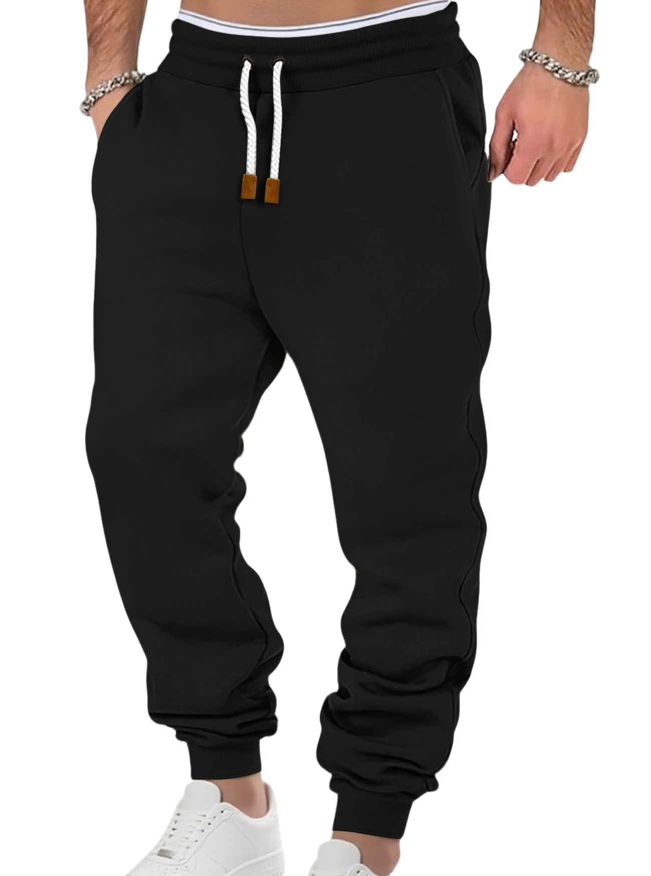 Male Solid Color Loose Cuffed Sports Casual Sweatpants