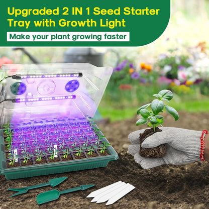 2 Pcs Plant Propagation Station With Grow Light, Seedling Starter Trays With Timing Controller, Plant Tray For Seeds Growing Starting