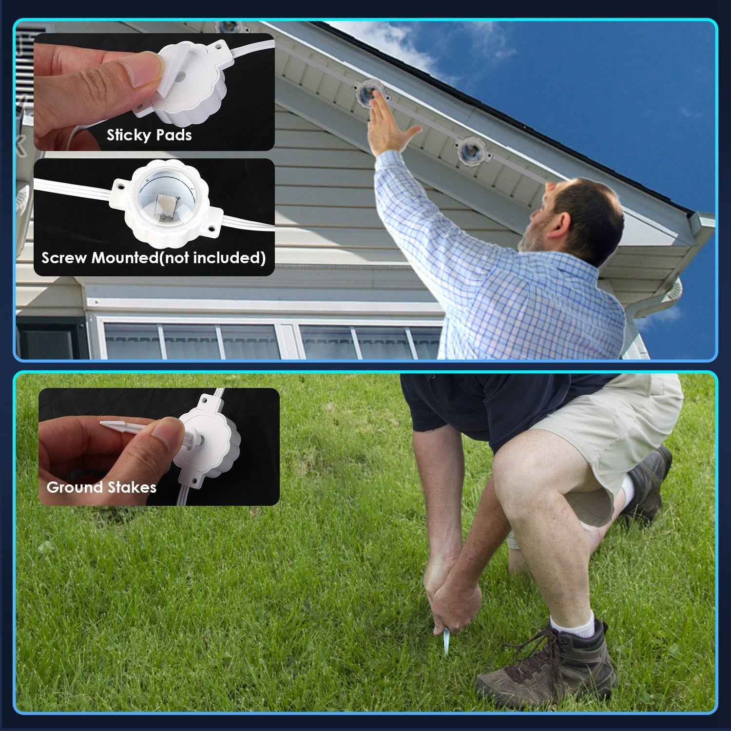 101FT Permanent Outdoor Lights - 72Pcs RGB Beads IP67 Waterproof Smart Eave Light - DropOnline.co