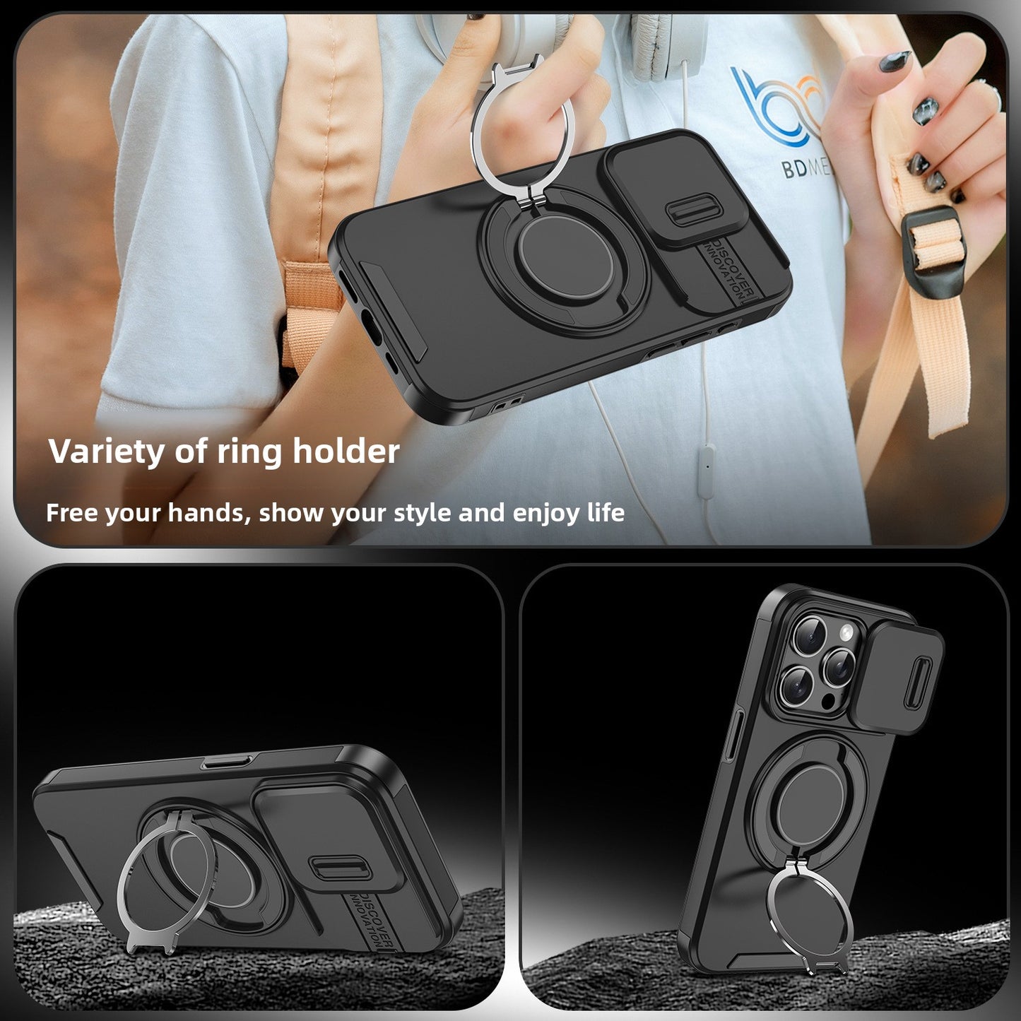 Magnetic Sliding Window iPhone Case - Privacy Protection for iPhone 11-17 Pro Max