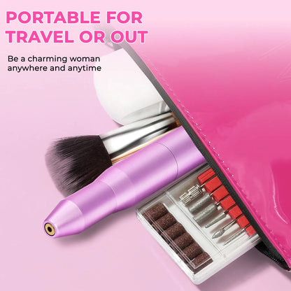 Portable Electric Nail Drill, Professional Nail File Kit For Acrylic, Gel Nails, Manicure Pedicure With Nail Drill Bits Sanding Bands Rose Gold - DropOnline.co