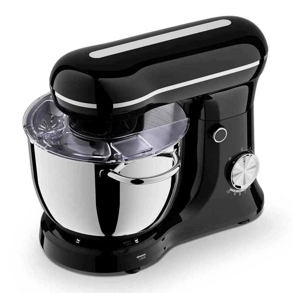 5L Electric Stand Mixer, 10 Speed Tilt-Head Food Mixer, Dough Mixer With Dishwasher Safe Stainless Steel Bowls, Dough Hook, Flat Beater, Whisk For Baking, Perfect For Family Kitchens, Black
