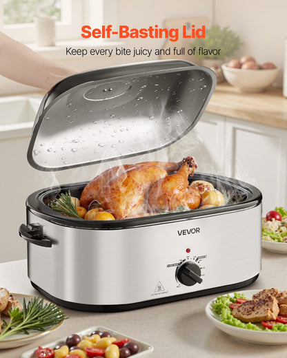 Electric Roaster Oven 24QT Electric Roasting Pan With 3 Bin Buffet Server