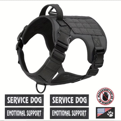 Hiphoppet US Local Tactical Service Dog Harness Vest Adjustable Reflective No Pulling Large Dog Harness With Metal Buckle - DropOnline.co