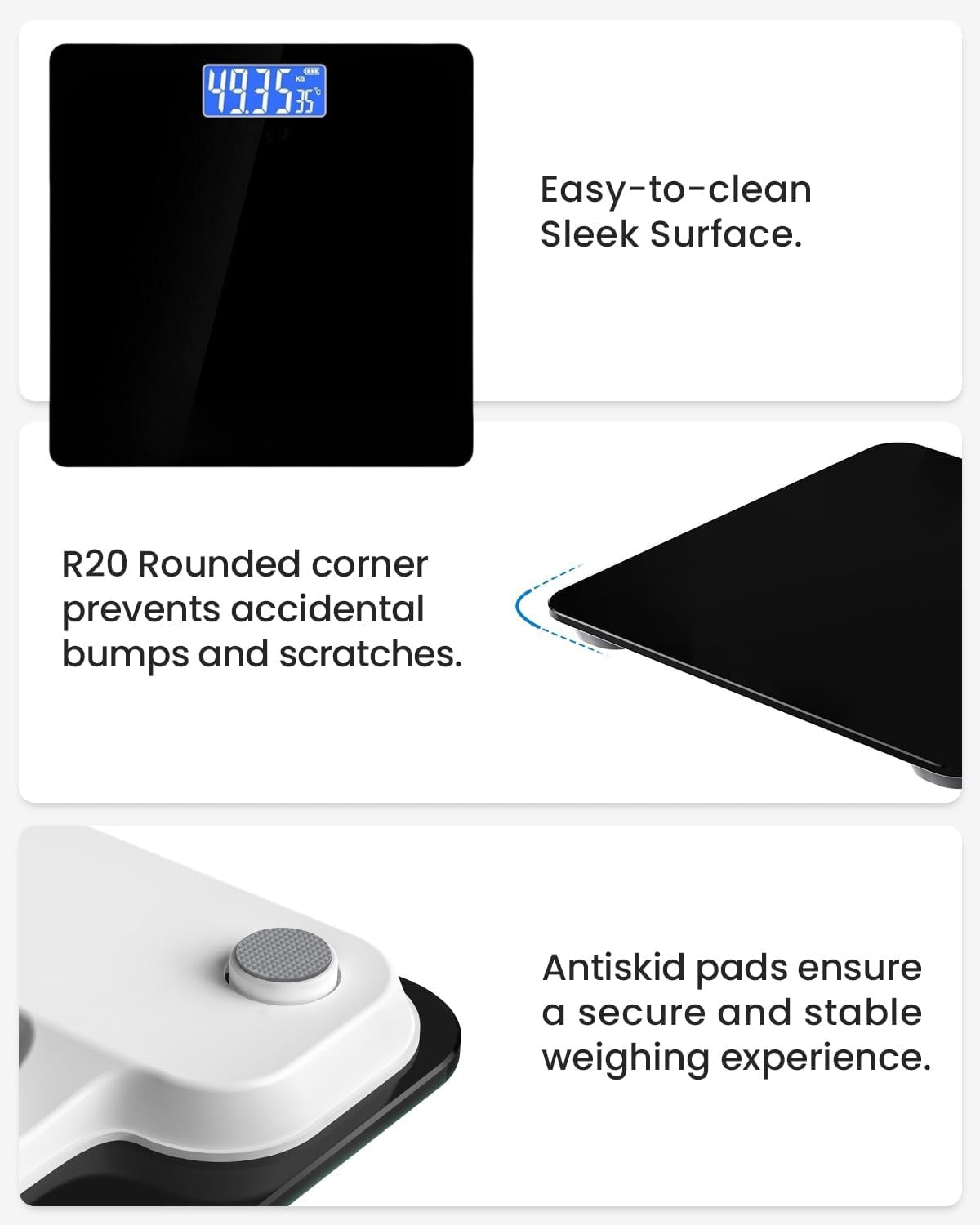 Digital Bathroom Scale - High Precision Electronic Body Weight Scale with LED Display
