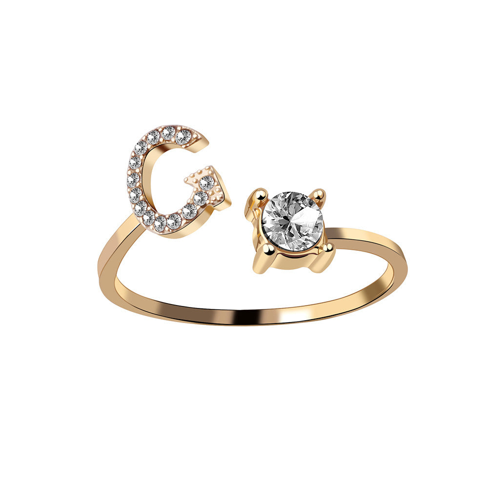 Adjustable Initial Letter Ring - Personalized Alphabet Jewelry