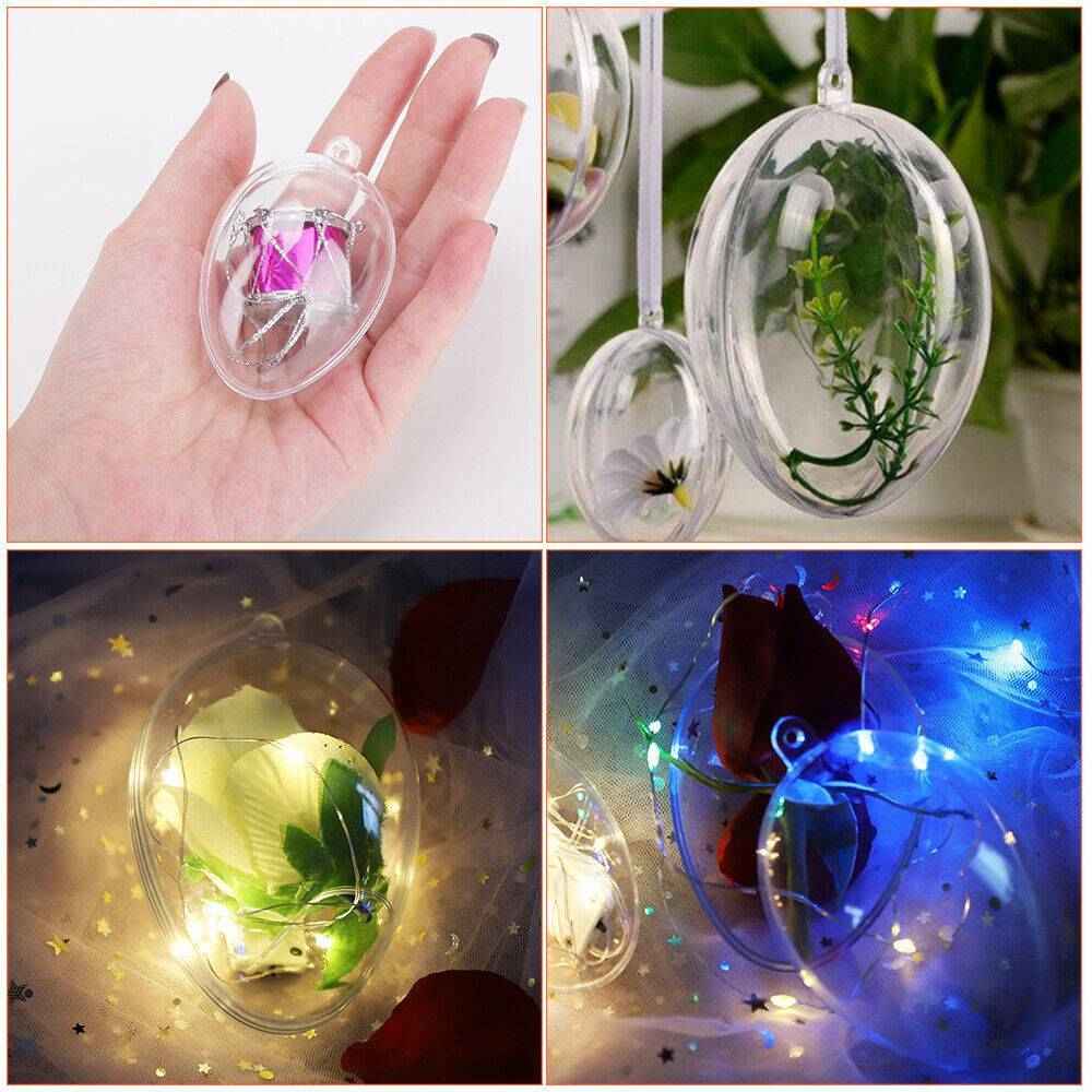 5 PCS Clear Plastic Christmas Balls - Fillable Sphere Xmas Tree Ornament Baubles - DropOnline.co