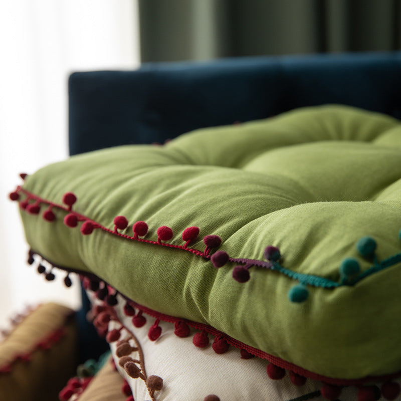 Nordic Ins Solid Color Fur Ball Thickened Cushion Home