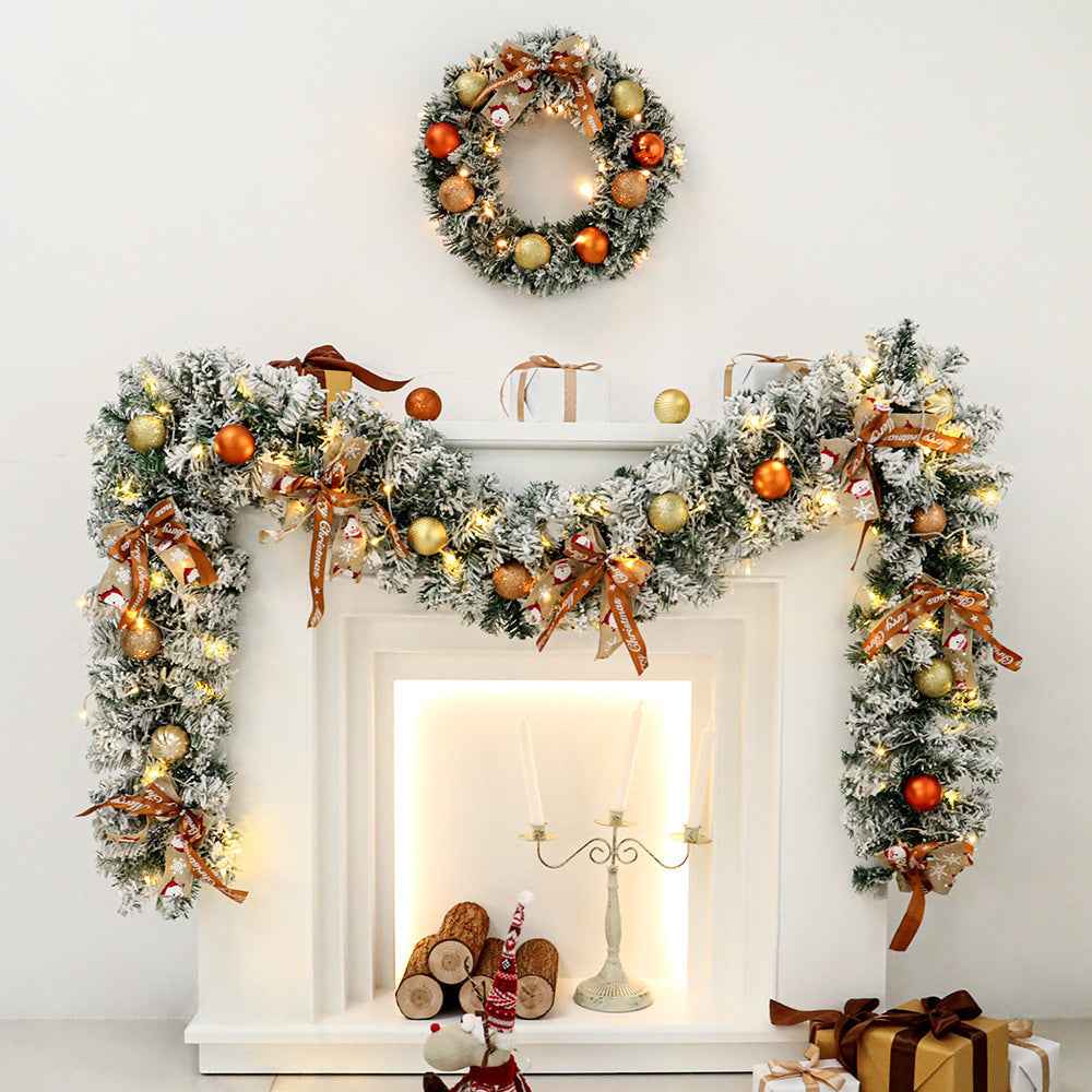 60cm Christmas Wreath with Glitter Balls & LED Lights - Festive Holiday Decor - DropOnline.co