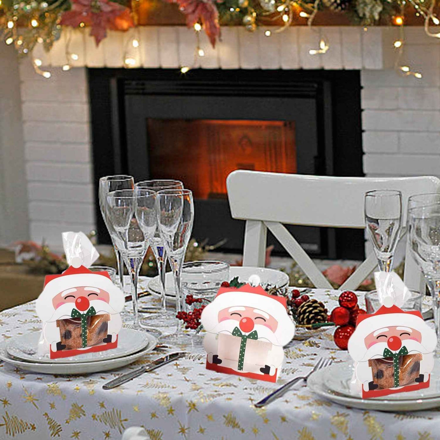 3D Christmas Goody Gift Boxes with Transparent Bags - Santa Claus Design - DropOnline.co