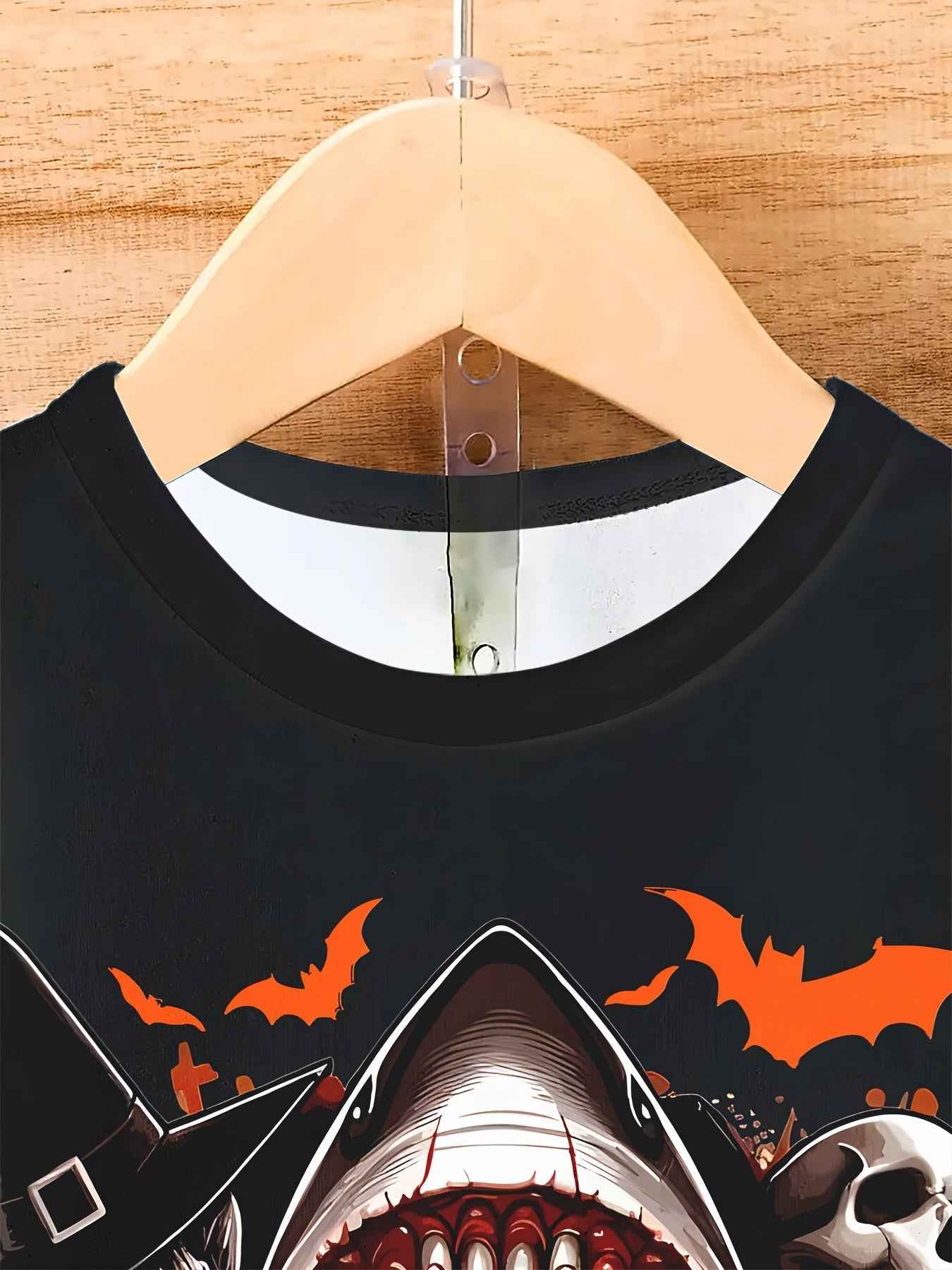 Men's 3D Shark & Halloween Pumpkin T-Shirt - Casual Polyester Graphic Tee