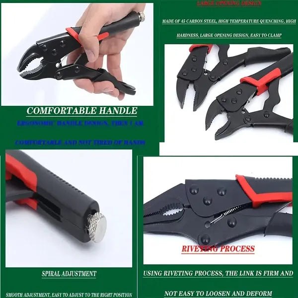 Heavy Duty 8in-10in Multi-Purpose Locking Clamp | Industrial Grade General Purpose Pressure Clamp With Forged Steel Jaws And 360° Swivel Base - Manually Adjustable Vise Grip For Welding, Woodworking,