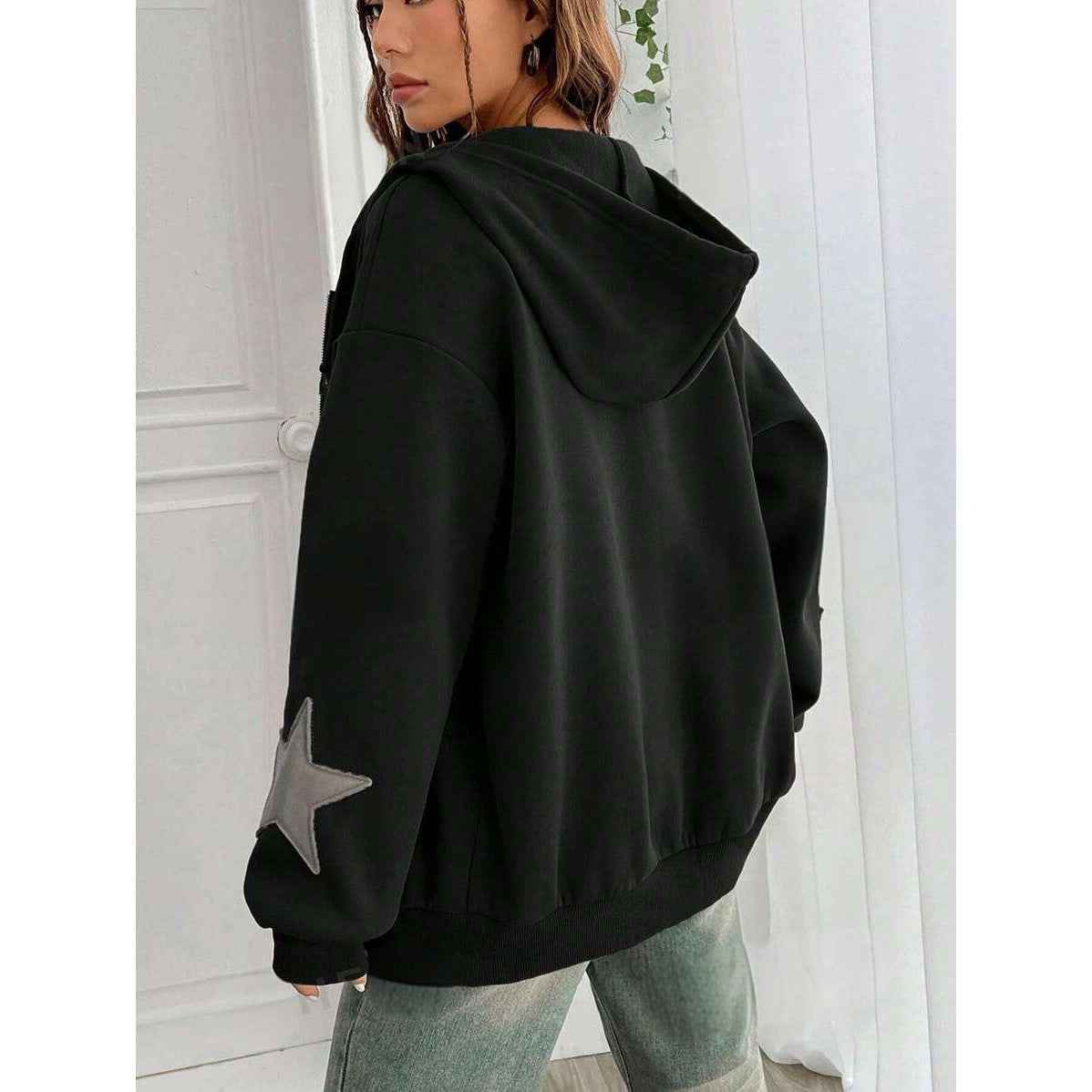 Loose-fit Hooded Cardigan Women's Jacket