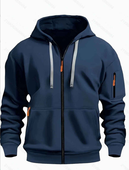Men's Zipper Hooded Sweatshirt - Sports Casual Cardigan Jacket