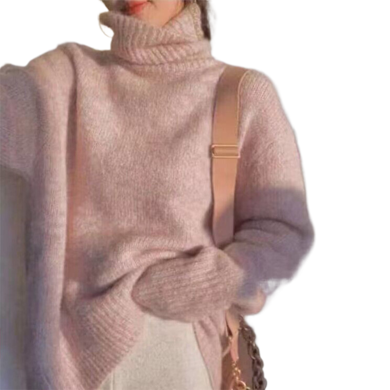 Mohair Turtleneck Sweater ? Soft Knit Pullover in Solid Color for Women
