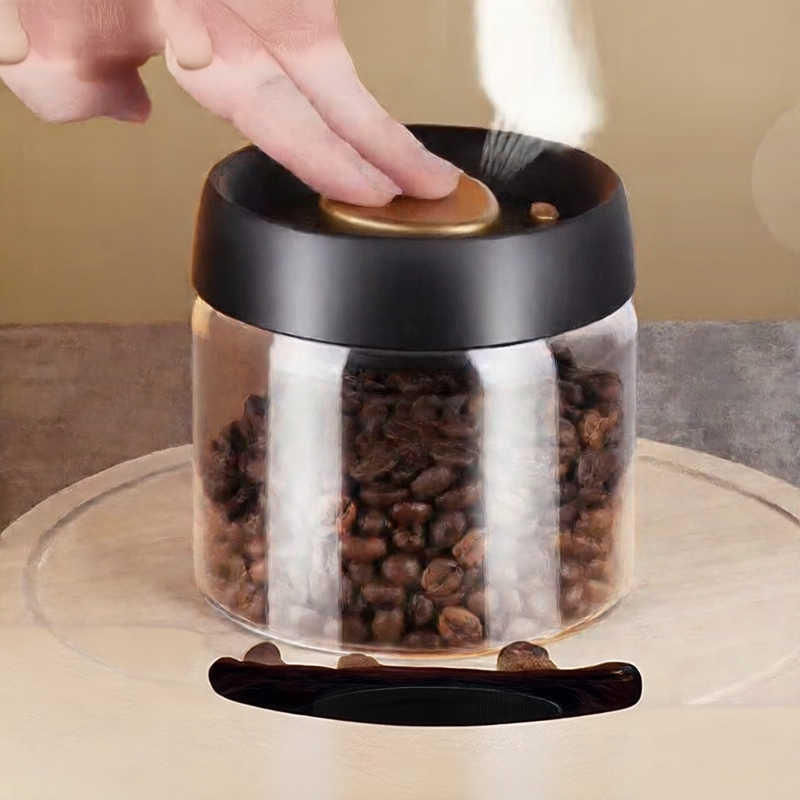 Premium Vacuum Sealed Borosilicate Glass Storage Jar - Airtight Coffee Bean & Food Container