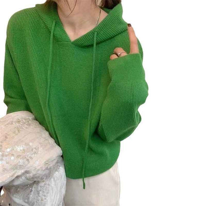 Casual And Versatile Women's Cashmere Hooded Knit Sweater