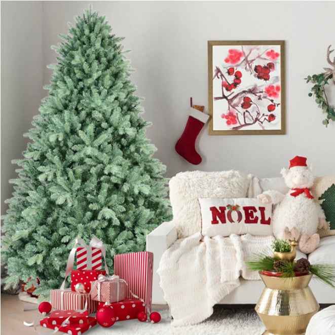 5ft Artificial Blue Green Tint Christmas Tree - Hinged PVC Fireproof Holiday Tree - DropOnline.co