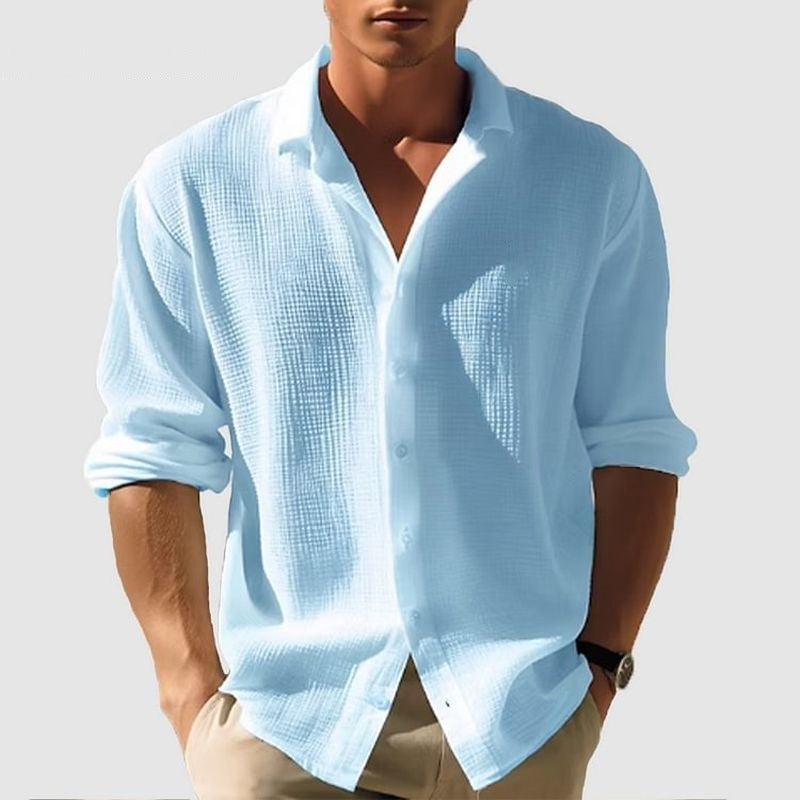 Men's Professional Business Shirt - Long Sleeve Single Breasted