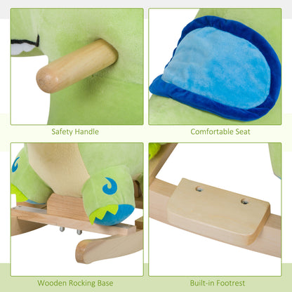 Kids Plush Ride-On Rocking Horse Toy Dinosaur Ride on Rocker with Realistic Sounds