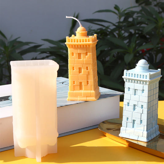 Silicone Mold For Candles In European Style Square Building Lighthouses