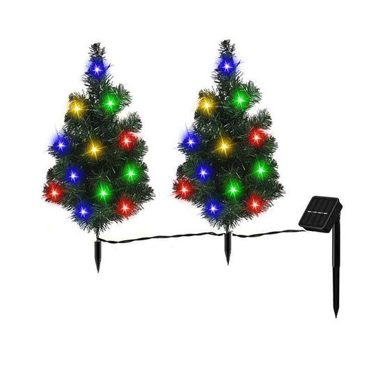 2 Packs Solar Christmas Tree Pathway Lights - Multicolored LED Outdoor Garden Decoration - DropOnline.co
