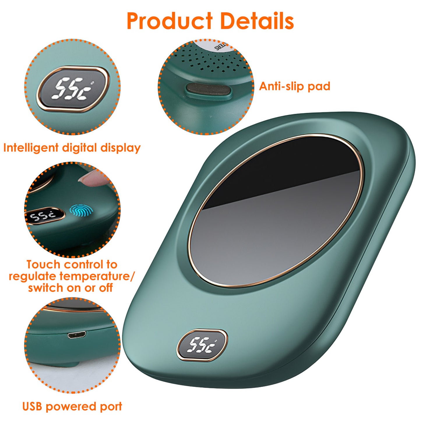 USB Coffee Mug Warmer - 3 Temperature Settings with Auto Shut-Off for Office & Home