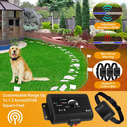 1Set Electric Dog Fence System Pet Tone Shock Boundary Containment Water Resistant Collar Receiver For Small Medium Large Dog - DropOnline.co