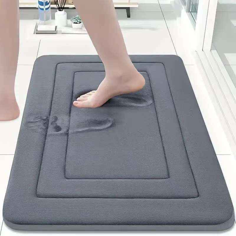 Bathroom Mat With Thickened Memory Foam Anti-Slip Mat For Bathroom Entrance Coral Velvet Foot Mat