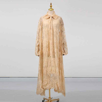 Vietnamese-style Embroidered Heavy-duty Long-sleeve Loose Ruffle Dress