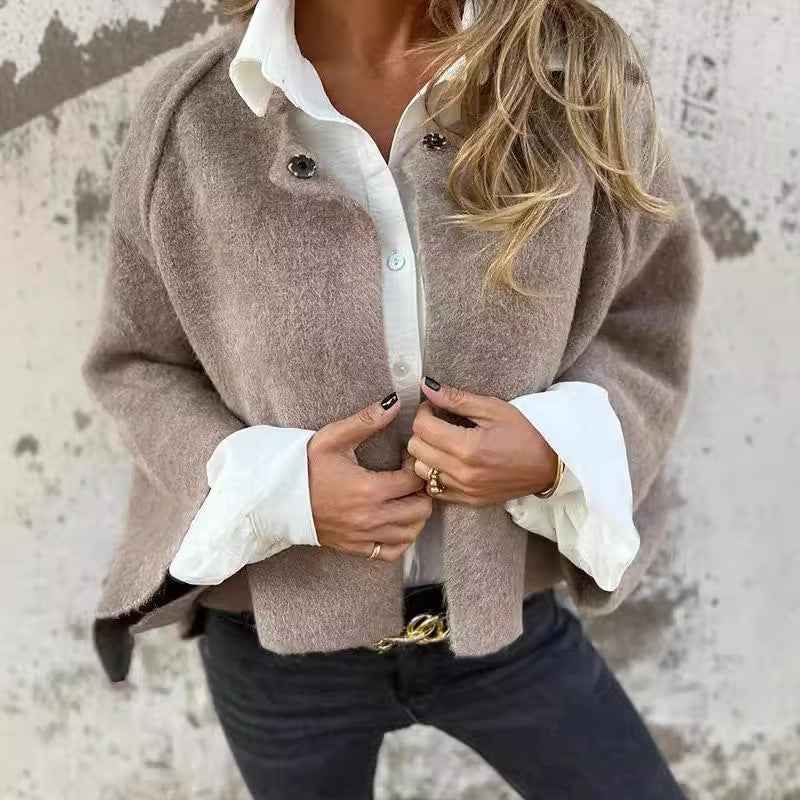 Lady's Bat-sleeve Cardigan Short Cashmere Coat