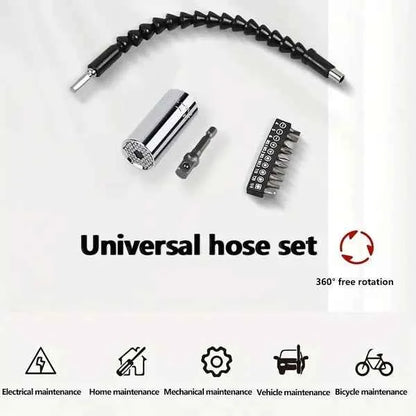 Universal Socket Wrench Self-adjusting Socket Suitable For Standard Ratchet Wrench Electric Drill Adapter 1pc 11.6-inch Flexible Drill Bit Extension Shaft With Drill Bit Set, Complete Set Of Screw Hea