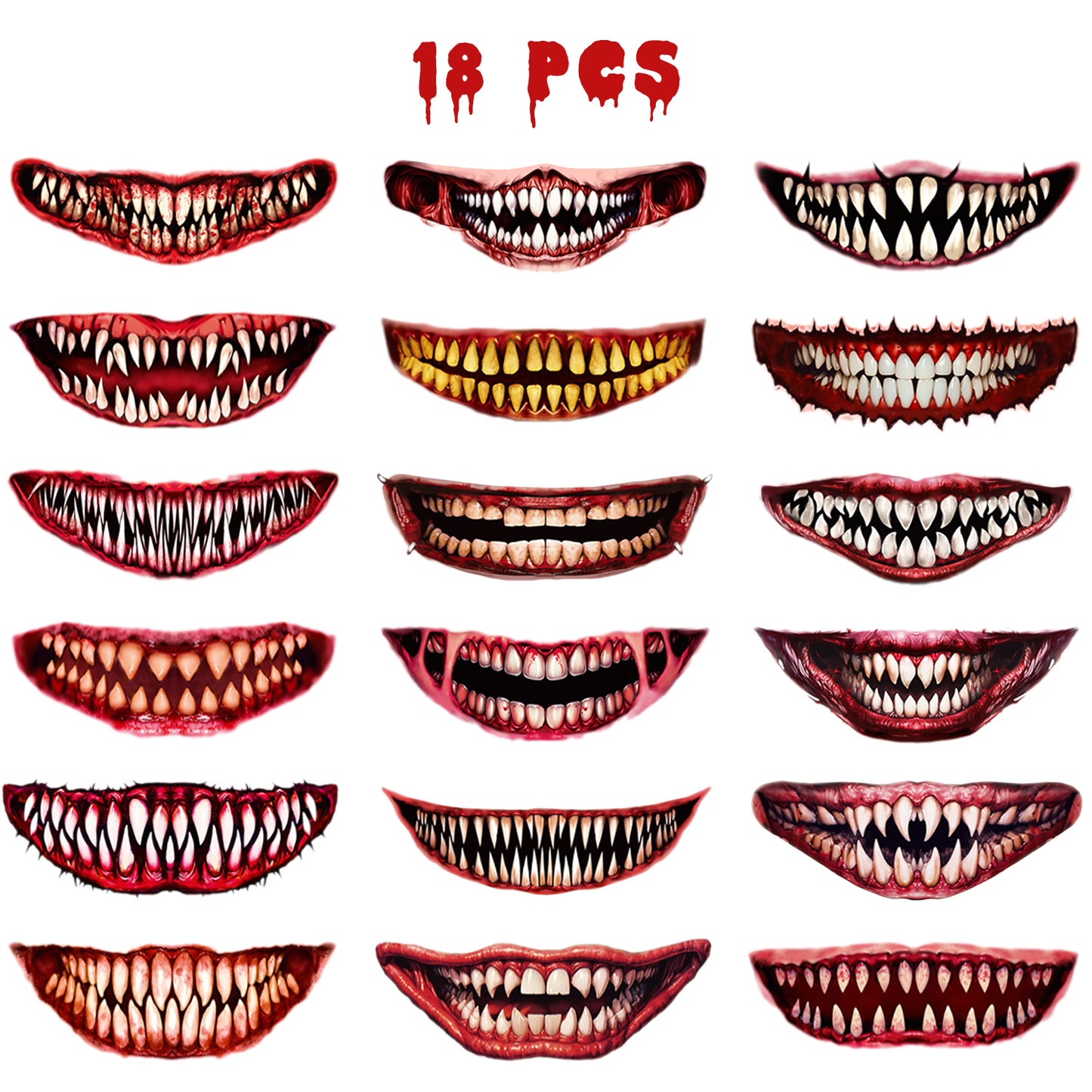 Halloween Temporary Tattoo Stickers - 18 Sheets Spooky Designs