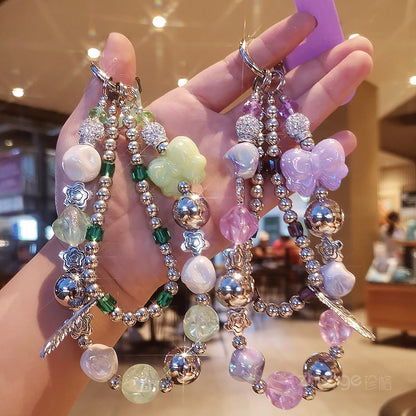 Women's Double Chain Feather Short Cellphone Chain - DropOnline.co