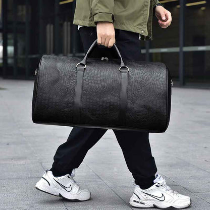 Men's Fashion Personalized Outdoor Sports Crocodile Pattern Travel Bag