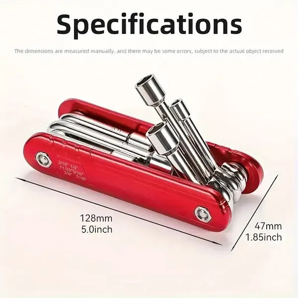 Portable Mini Folding Hex Socket Wrench, Chromium-vanadium Steel Construction, Gift, Outdoor, Portable