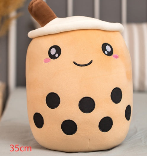Boba Tea Plush Toy - Cute Strawberry Milk Tea Stuffed Animal Pillow Cushion for Kids