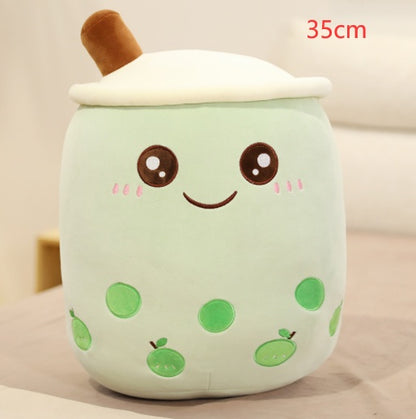Boba Tea Plush Toy - Cute Strawberry Milk Tea Stuffed Animal Pillow Cushion for Kids - DropOnline.co