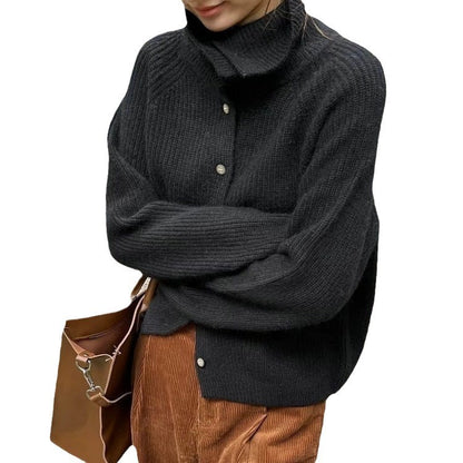 Women's Thin Bedford Cord Sweater - Single-Breasted Knitted Cardigan - DropOnline.co