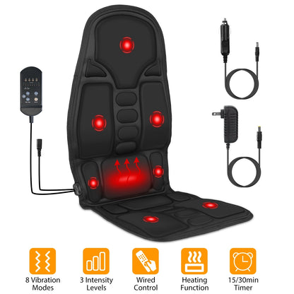 1Pc Back Massager Cushion Electric Massage Car Seat Cushion Chair Pad With Heating Function 8 Vibration Modes 3 Intensity Levels Fedex Shipping - DropOnline.co