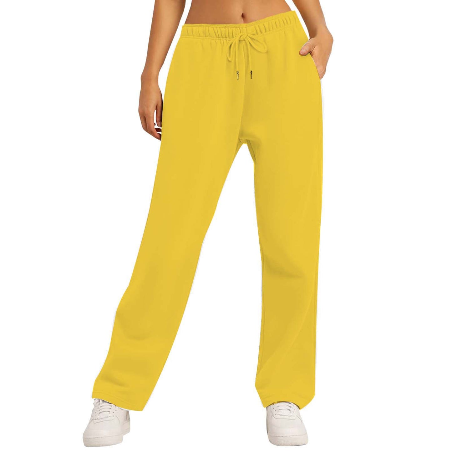 Women's Solid Color Casual Loose Fleece-lined Trousers