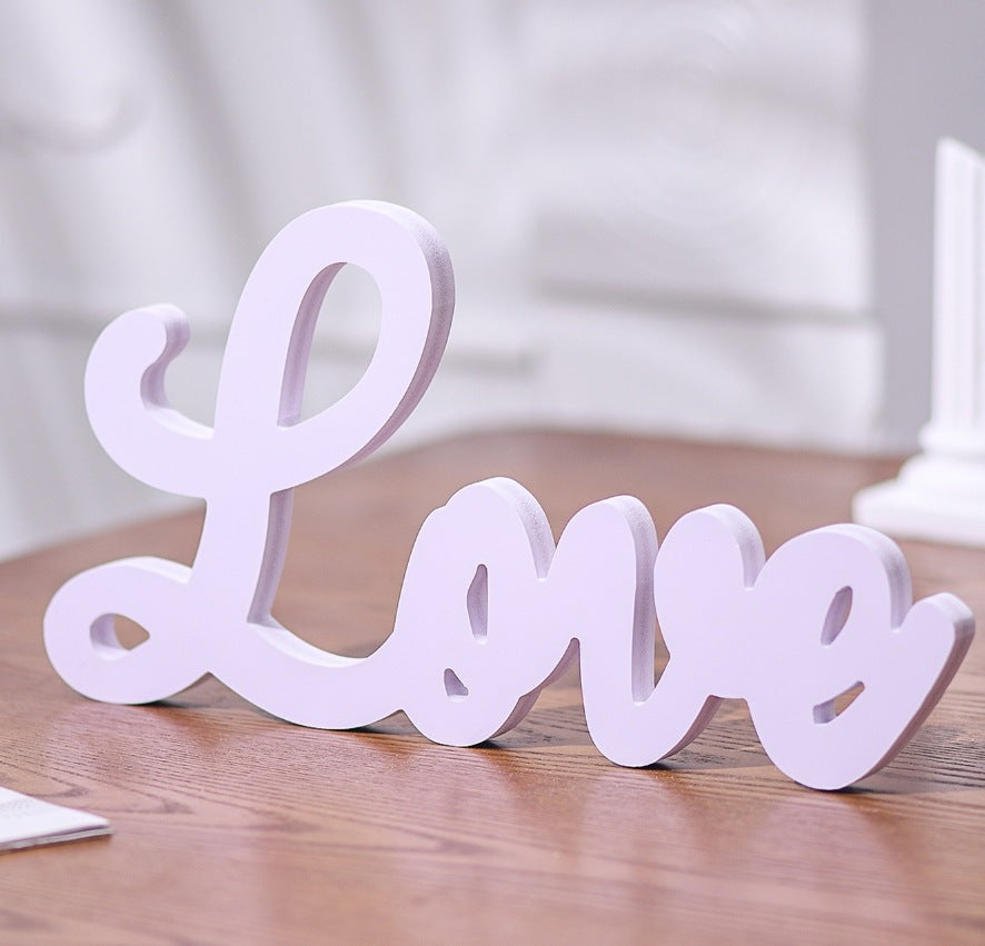 Premium HOME LOVE Letter Art Decoration - White Wooden Home Ornaments