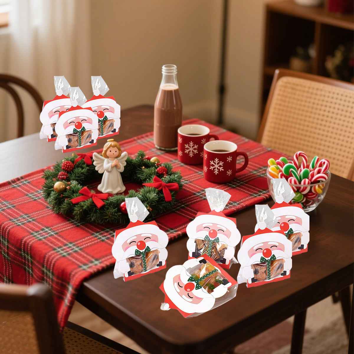 3D Christmas Goody Gift Boxes with Transparent Bags - Santa Claus Design - DropOnline.co