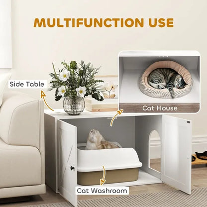 Cat Litter Box Enclosure With Barn Door, Cat Hole - DropOnline.co