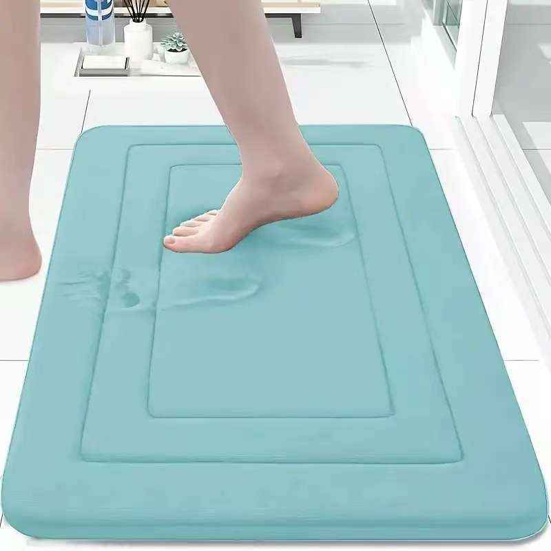 Bathroom Mat With Thickened Memory Foam Anti-Slip Mat For Bathroom Entrance Coral Velvet Foot Mat