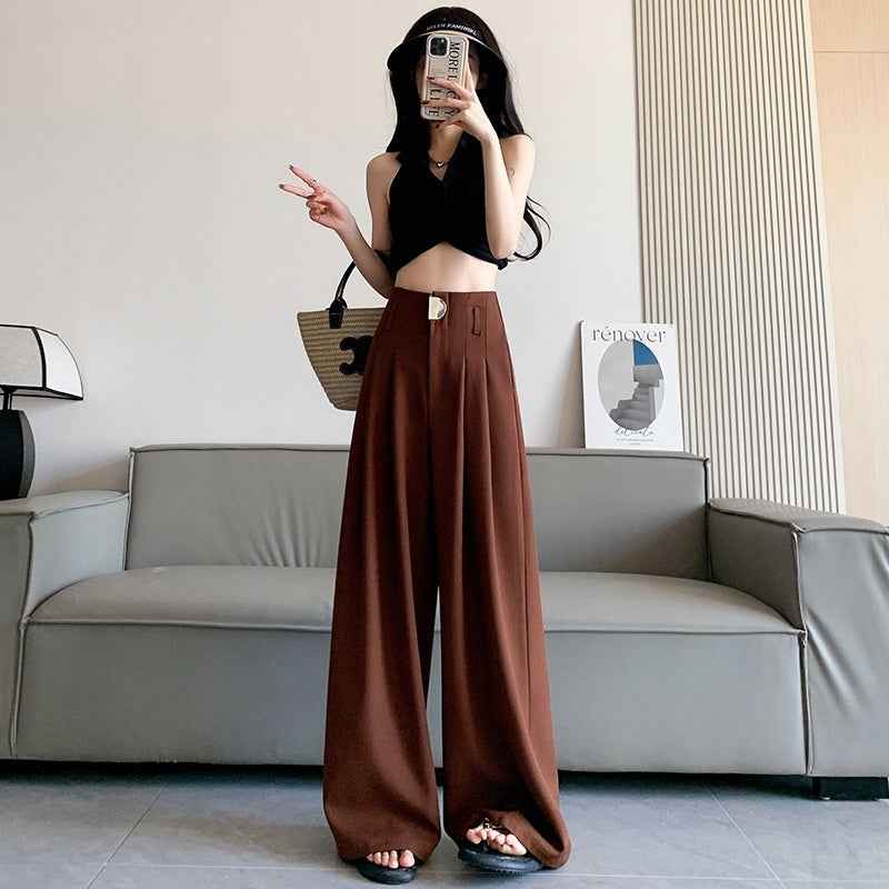 Women's Wide-leg Pants High-waisted Draped Loose Slim-fit Casual Straight