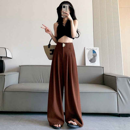 Women's Wide-leg Pants High-waisted Draped Loose Slim-fit Casual Straight