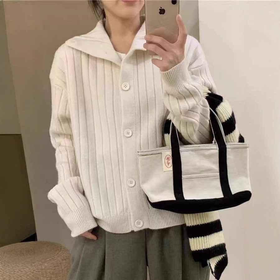 Vertical Single-breasted Turtleneck Knitting Idle Style Small Sweater