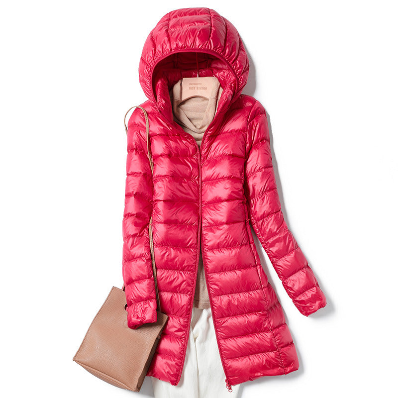 Mid-Length Lightweight Down Jacket for Women - Premium Insulated Coat